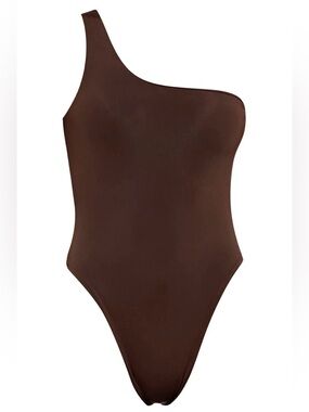 One-Shoulder Brown One-Piece Swimsuit